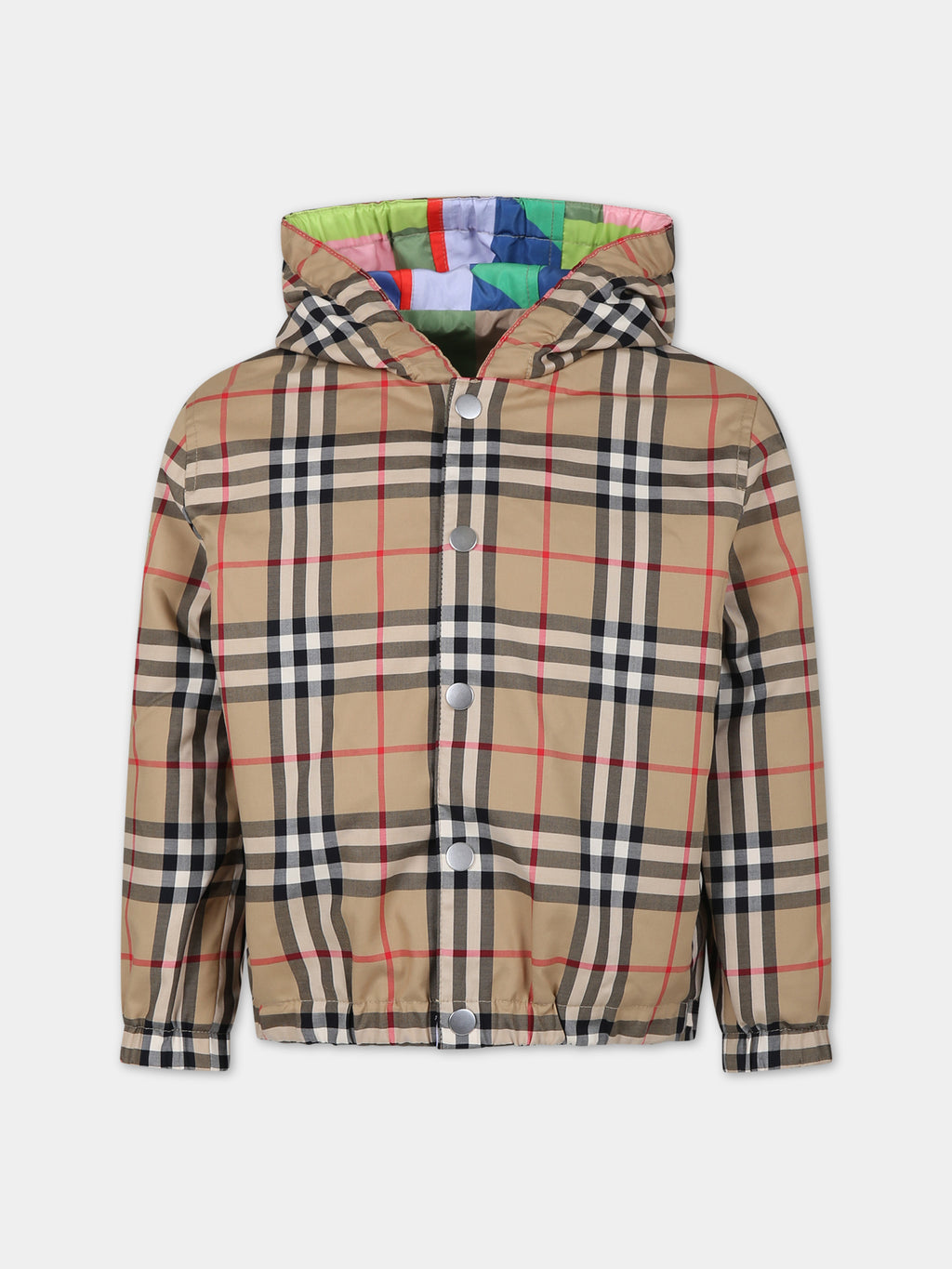 Beige jacket for boy with iconic vintage check